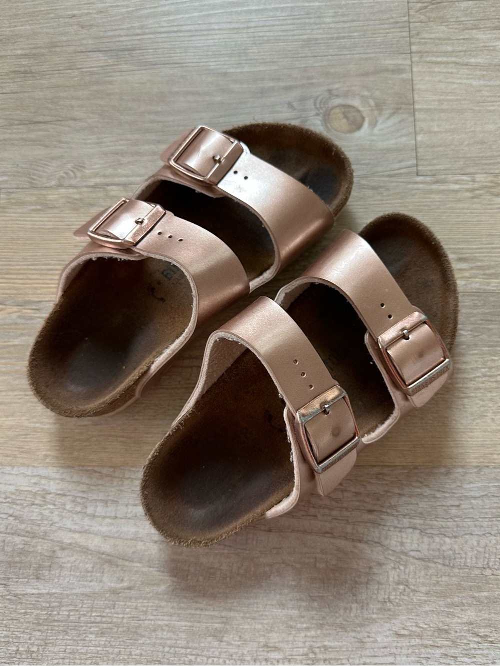 Kids Birkenstock Metallic Rose Gold Sandals